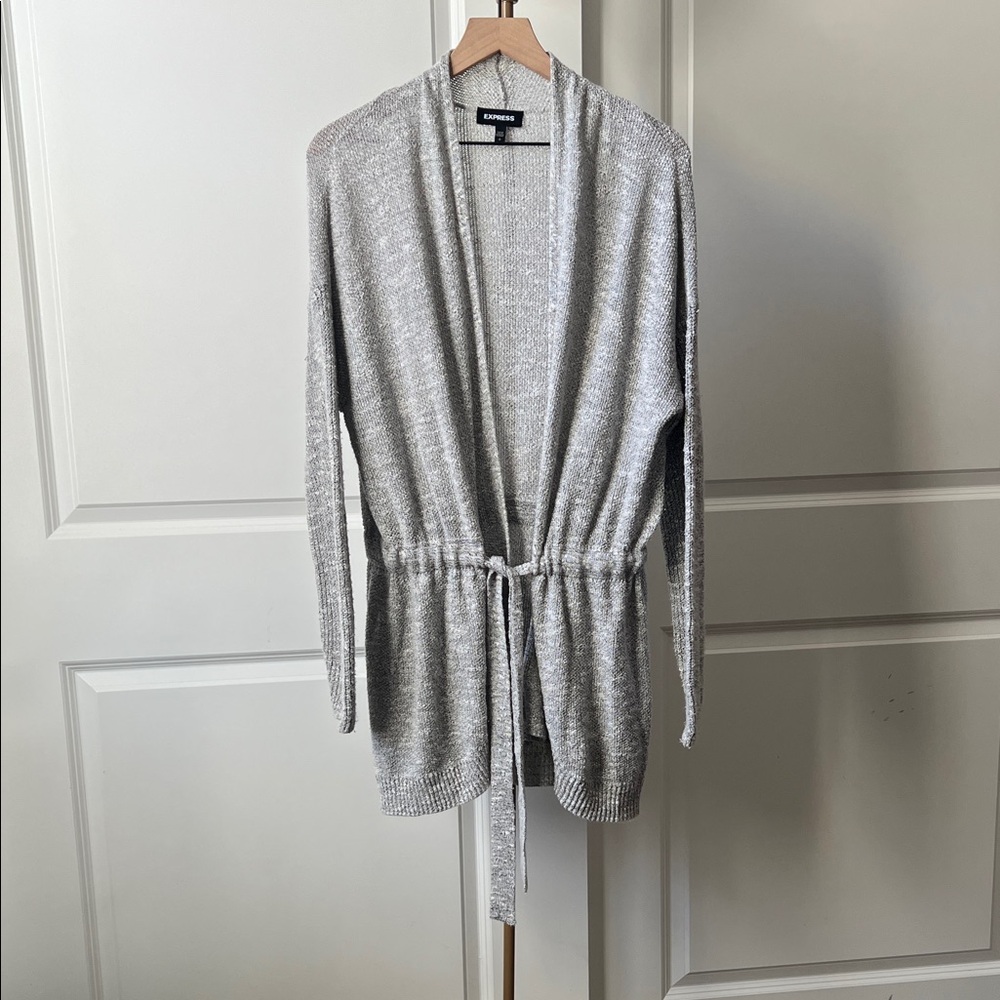 EXPRESS Light Gray Belted Cardigan